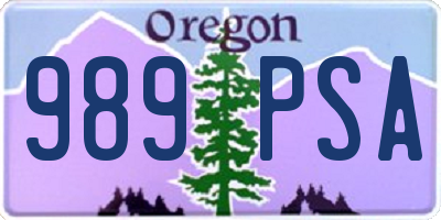 OR license plate 989PSA