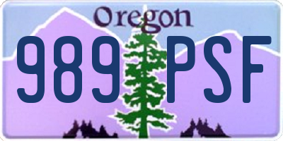 OR license plate 989PSF