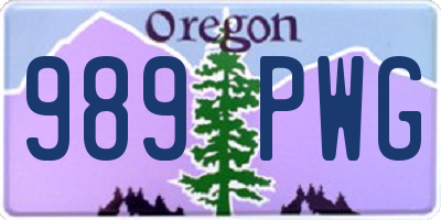 OR license plate 989PWG