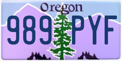 OR license plate 989PYF