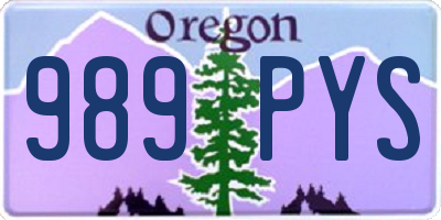 OR license plate 989PYS