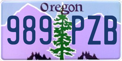 OR license plate 989PZB