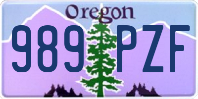 OR license plate 989PZF