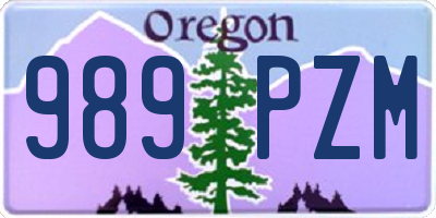 OR license plate 989PZM