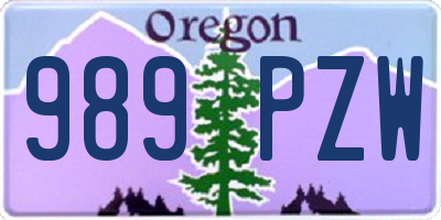 OR license plate 989PZW