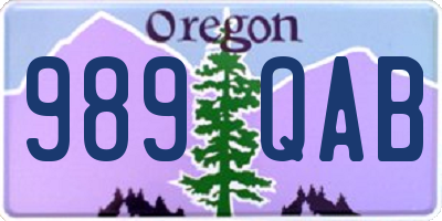 OR license plate 989QAB