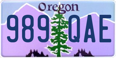 OR license plate 989QAE
