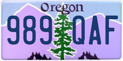 OR license plate 989QAF
