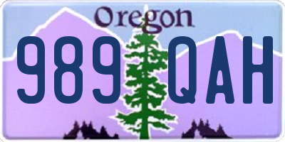 OR license plate 989QAH