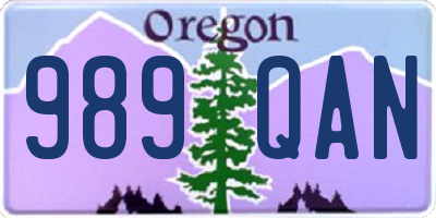 OR license plate 989QAN