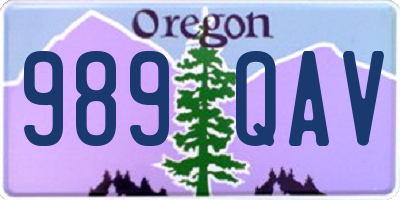 OR license plate 989QAV