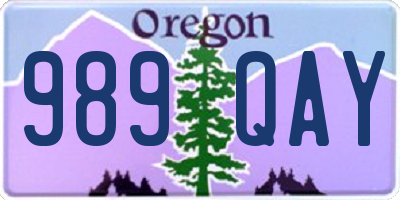 OR license plate 989QAY