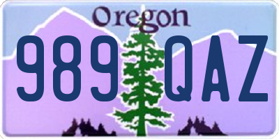 OR license plate 989QAZ