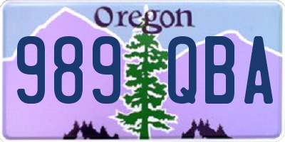 OR license plate 989QBA