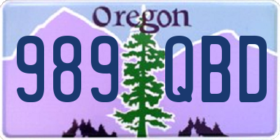 OR license plate 989QBD