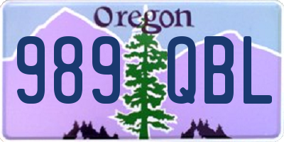 OR license plate 989QBL