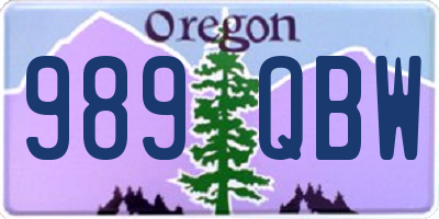 OR license plate 989QBW