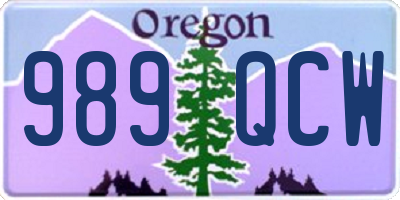OR license plate 989QCW