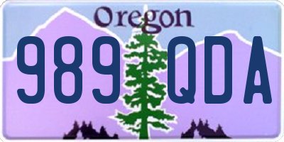 OR license plate 989QDA