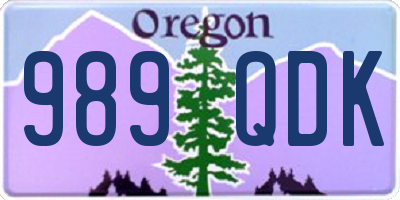 OR license plate 989QDK