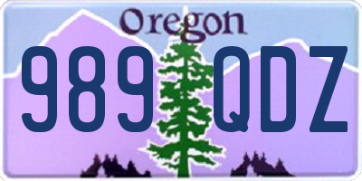 OR license plate 989QDZ
