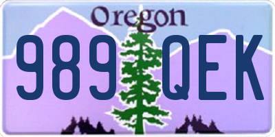 OR license plate 989QEK