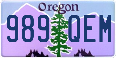OR license plate 989QEM