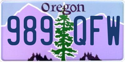 OR license plate 989QFW