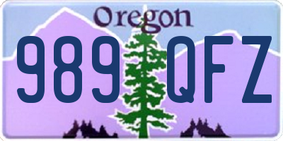 OR license plate 989QFZ