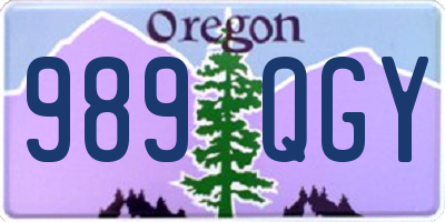 OR license plate 989QGY