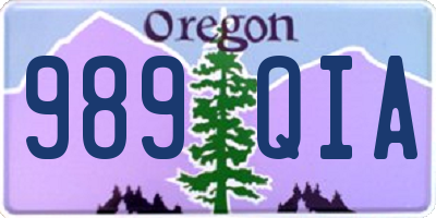 OR license plate 989QIA