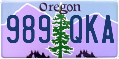 OR license plate 989QKA