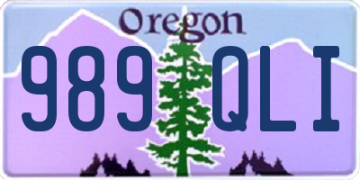 OR license plate 989QLI