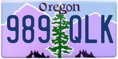 OR license plate 989QLK