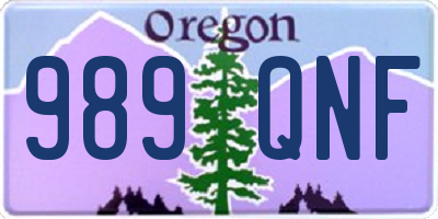 OR license plate 989QNF
