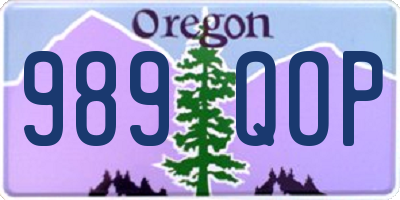 OR license plate 989QOP