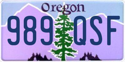 OR license plate 989QSF