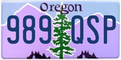 OR license plate 989QSP