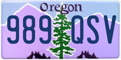 OR license plate 989QSV