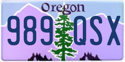 OR license plate 989QSX