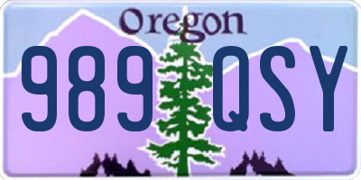 OR license plate 989QSY