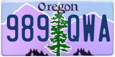 OR license plate 989QWA