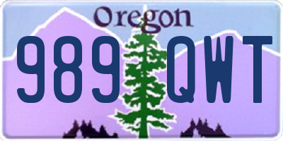 OR license plate 989QWT