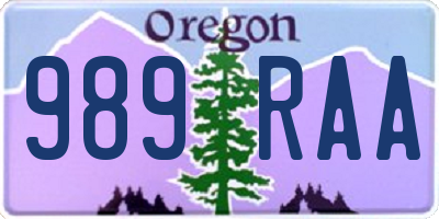 OR license plate 989RAA