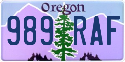 OR license plate 989RAF