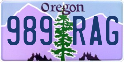 OR license plate 989RAG