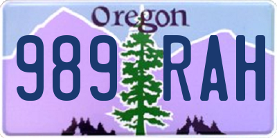 OR license plate 989RAH