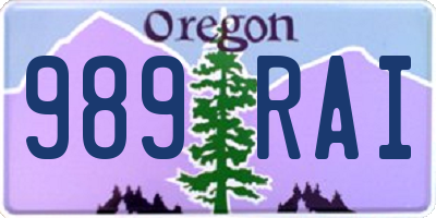 OR license plate 989RAI
