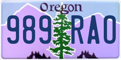 OR license plate 989RAO
