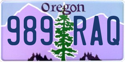 OR license plate 989RAQ